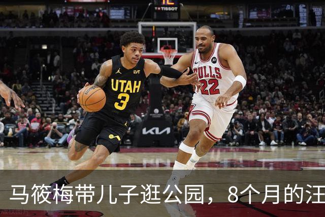 马筱梅带儿子逛公园，8个月的汪吉辰换上秋装，妈妈带着玩滑梯